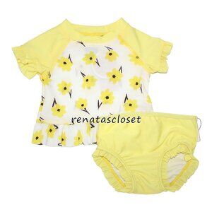 First Impressions Baby Girls' 2-pc Floral-Print Rash Guard Swimsuit Set NWT